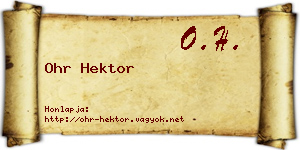 Ohr Hektor névjegykártya